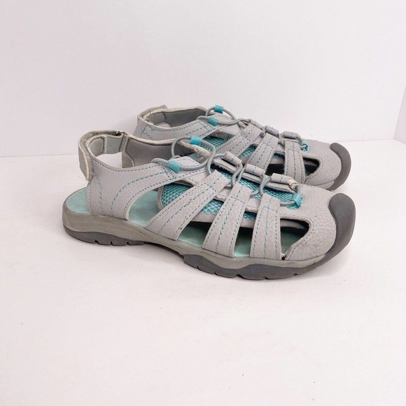 Eddie Bauer Girls Size 2 Youth Kristen Grey Water Bump Toe Outdoor Shoes Sandals - Picture 1 of 12